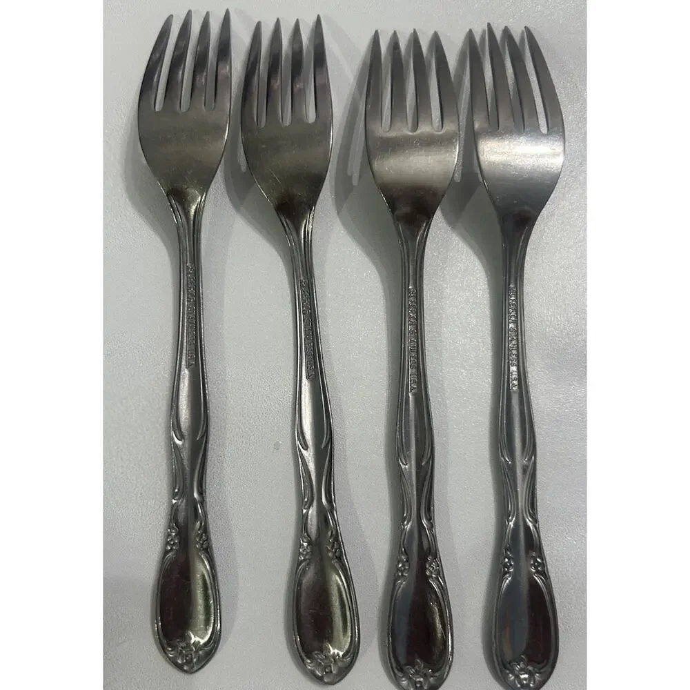 Vtg Superior International Chapel Hill Flatware Set of 4 Dinner Forks 7” USA
